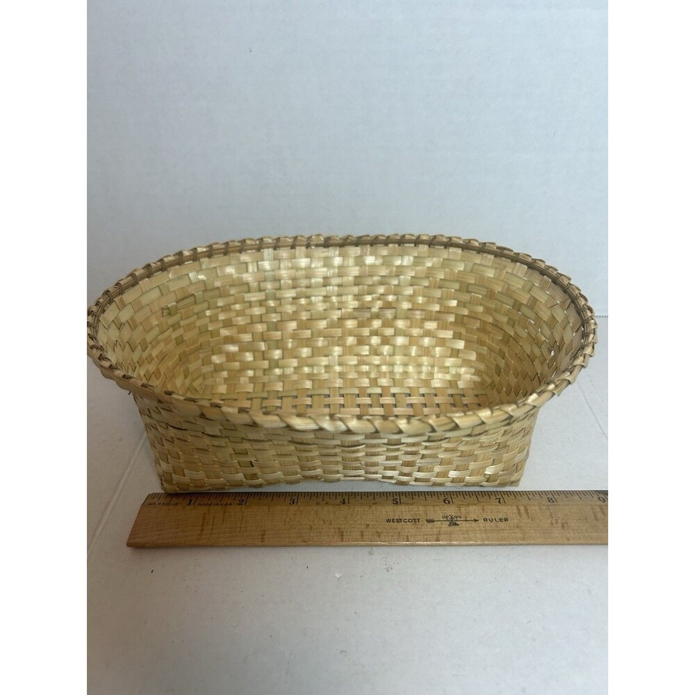Handwoven Basket Set 7 Nested Oval Natural Wicker Boho Farmhouse Vintage Decor - Picture 5 of 12